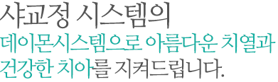 샤교정 시스템의 데이몬시스템으로 아름다운 치열과 건강한 치아를 지켜드립니다.